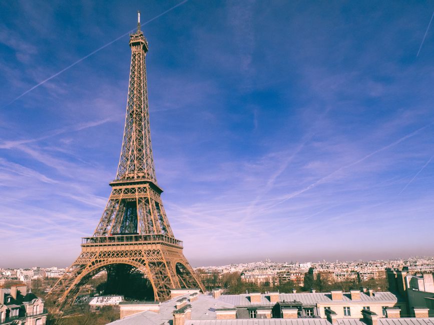 Iconic Eiffel Tower in Paris, France, welcoming travelers