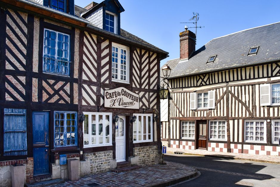 Charming hotel building with traditional French architecture in a picturesque town