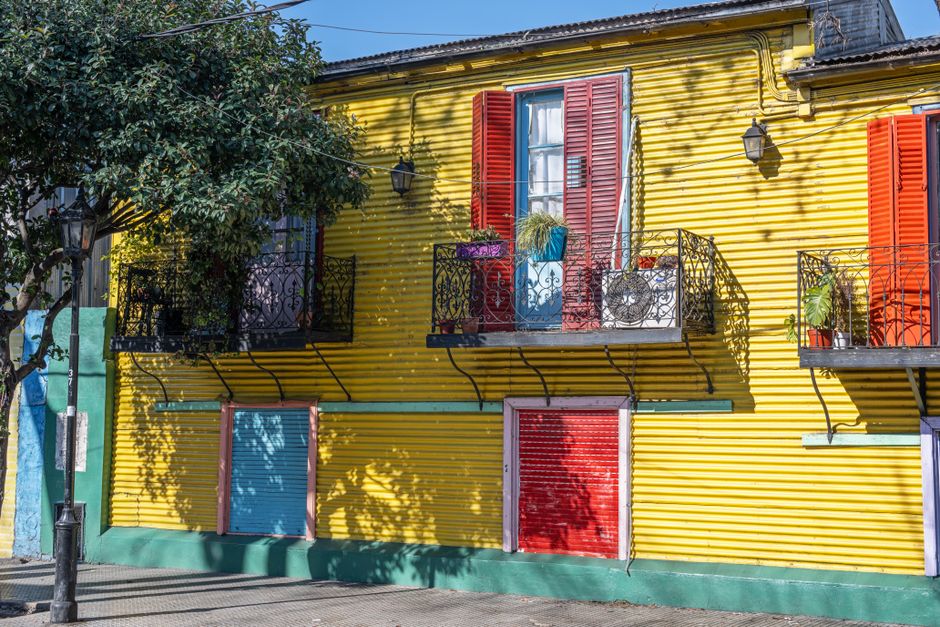 Vibrant street scene in Buenos Aires, Argentina, with historic architecture and people