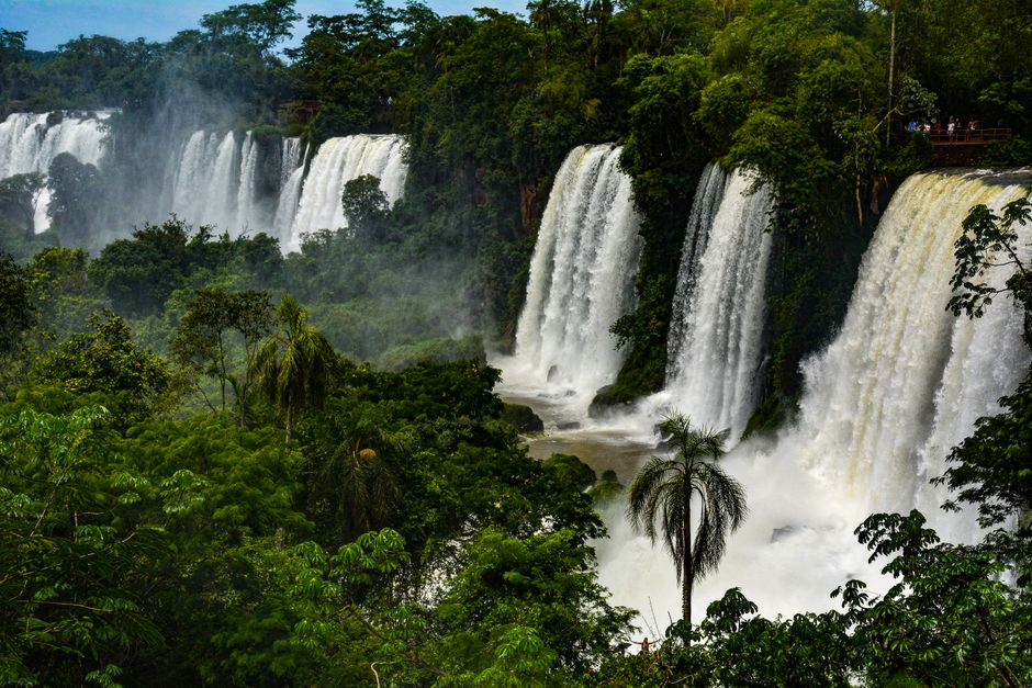 Panoramic view of Iguazu Falls in Argentina, a major natural attraction