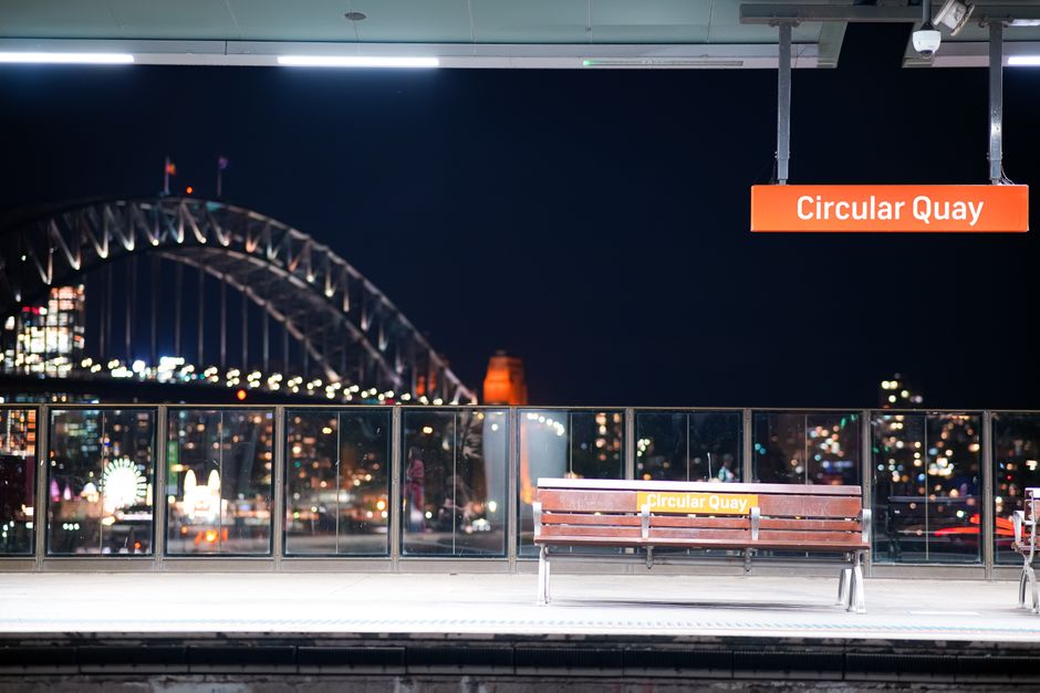 Modern Airport Link train arriving at Sydney Airport station, Australia