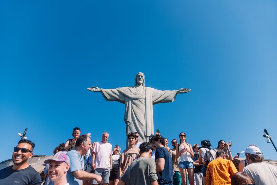 Iconic Christ the Redeemer statue overlooking Rio de Janeiro, Brazil
