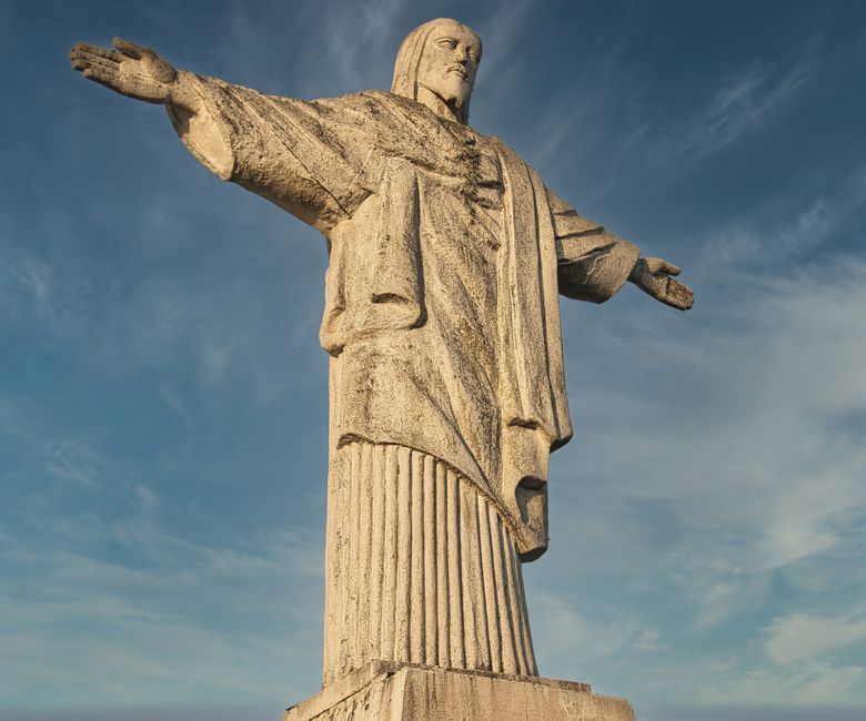 Iconic Christ the Redeemer statue overlooking Rio de Janeiro, Brazil