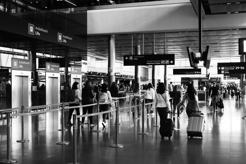 Modern airport terminal in Brazil with planes on the tarmac