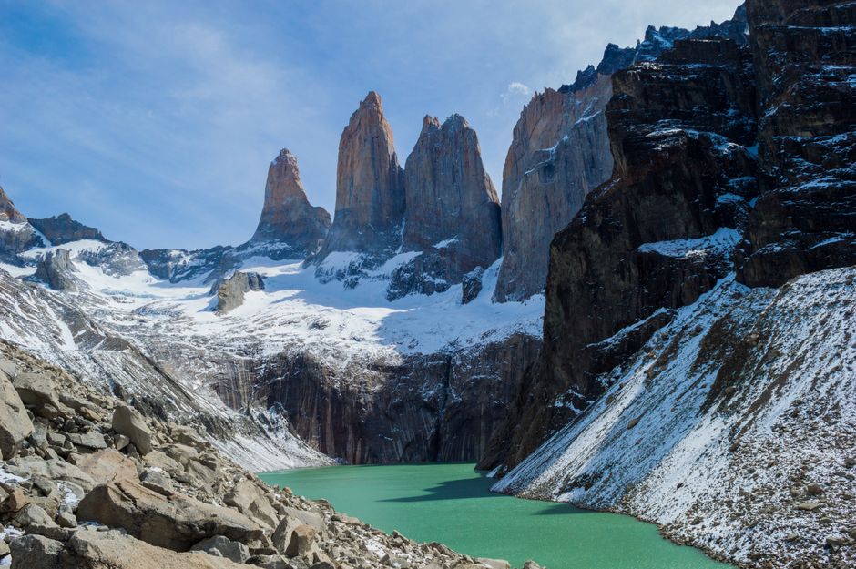 Majestic granite peaks of Torres del Paine National Park in Chilean Patagonia