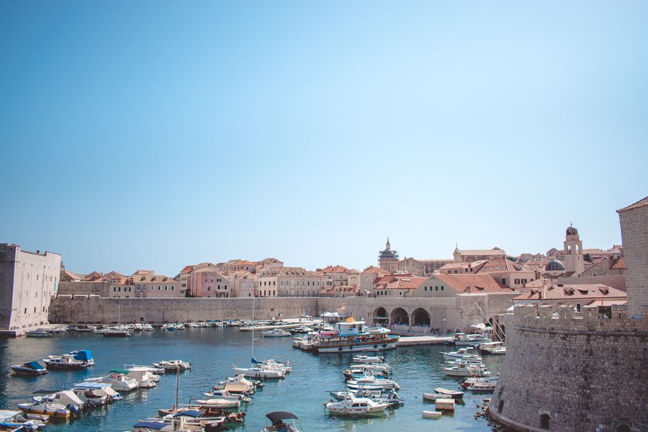 People in traditional costumes performing a folk dance in Dubrovnik, Croatia
