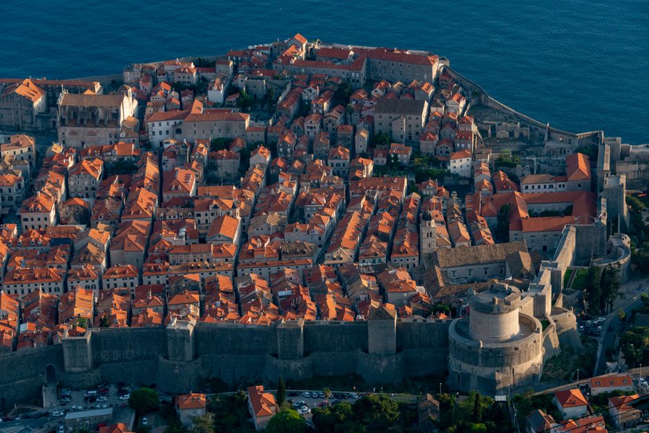 Atlas shuttle bus arriving at Pile Gate in Dubrovnik, Croatia