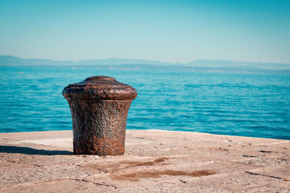 Sunny Adriatic coast of Croatia with clear blue sea and islands