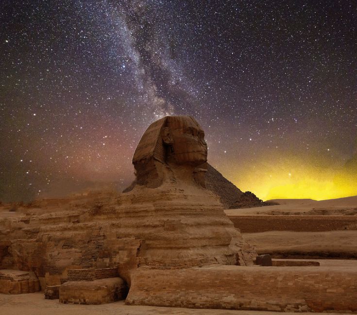 Majestic Pyramids of Giza in Egypt at sunset, symbolizing ancient wonders