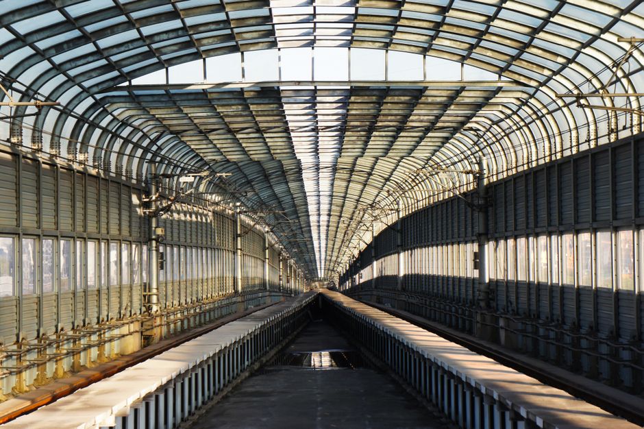 Modern Cairo Metro station in Egypt with people waiting for a train