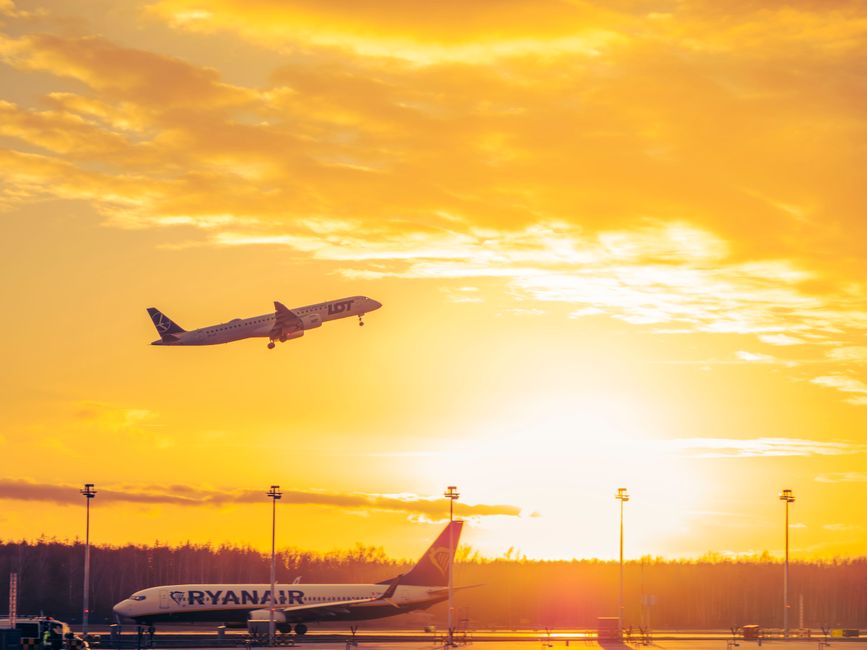 Modern terminal building of Lennart Meri Tallinn Airport in Estonia
