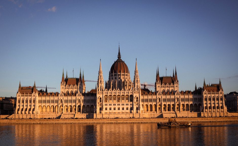 Iconic Hungarian Parliament Building in Budapest at sunset, symbolizing Hungary's rich culture