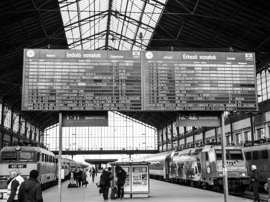 Scenic train departing from a Budapest station for a Hungarian day trip