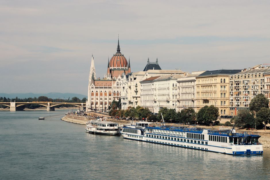 Scenic view of Budapest from a Danube River cruise, Hungary