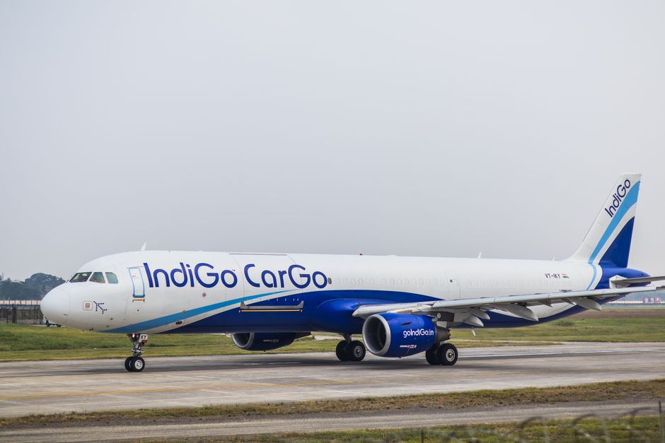 IndiGo aircraft at an Indian airport terminal with passengers