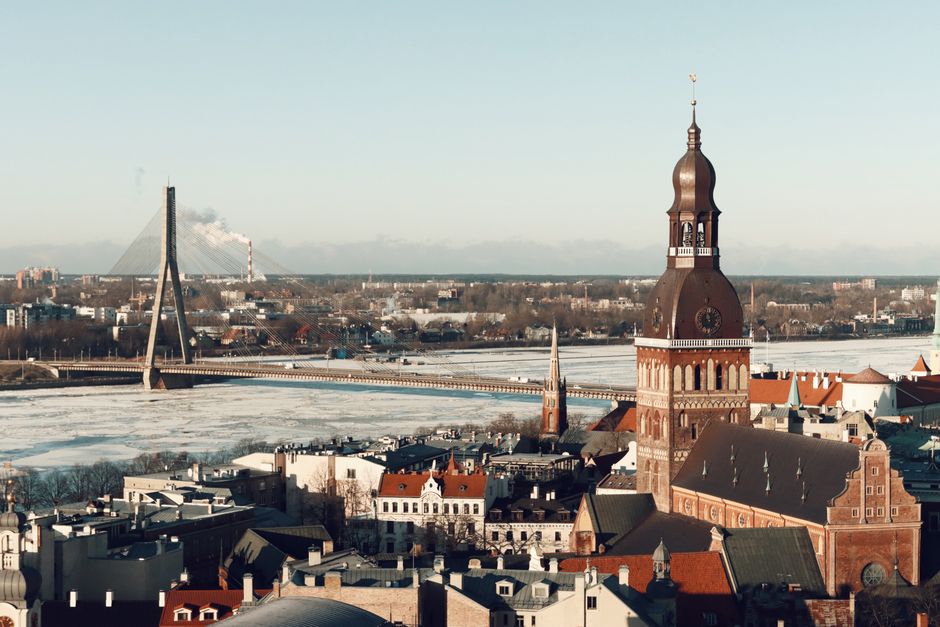 Exterior view of the Latvian National Museum of Art in Riga, Latvia