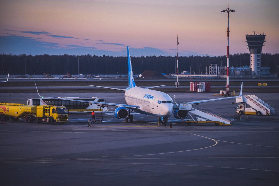 Rental cars parked at Vilnius International Airport, Lithuania
