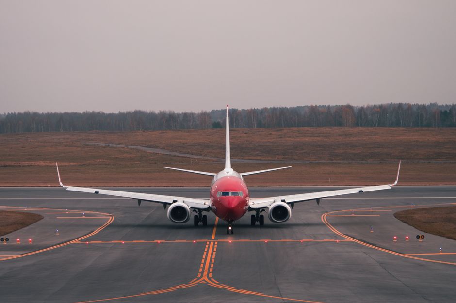Modern exterior of Vilnius International Airport in Lithuania