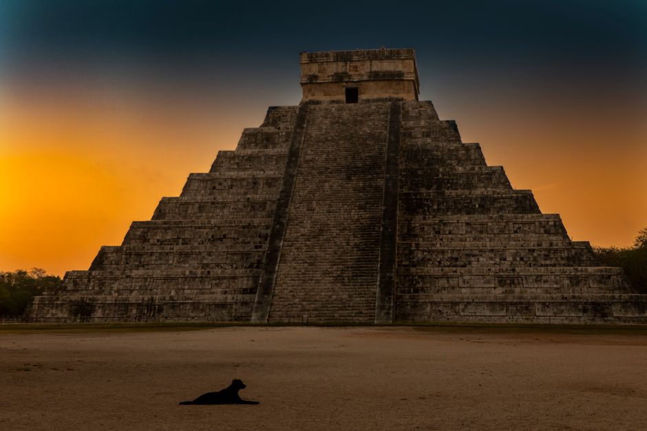 Sunrise over El Castillo pyramid at Chichen Itza, Mexico