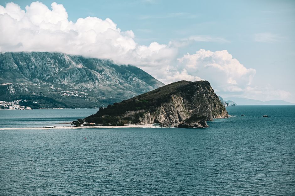 Traditional Montenegrin village with stone houses and local life