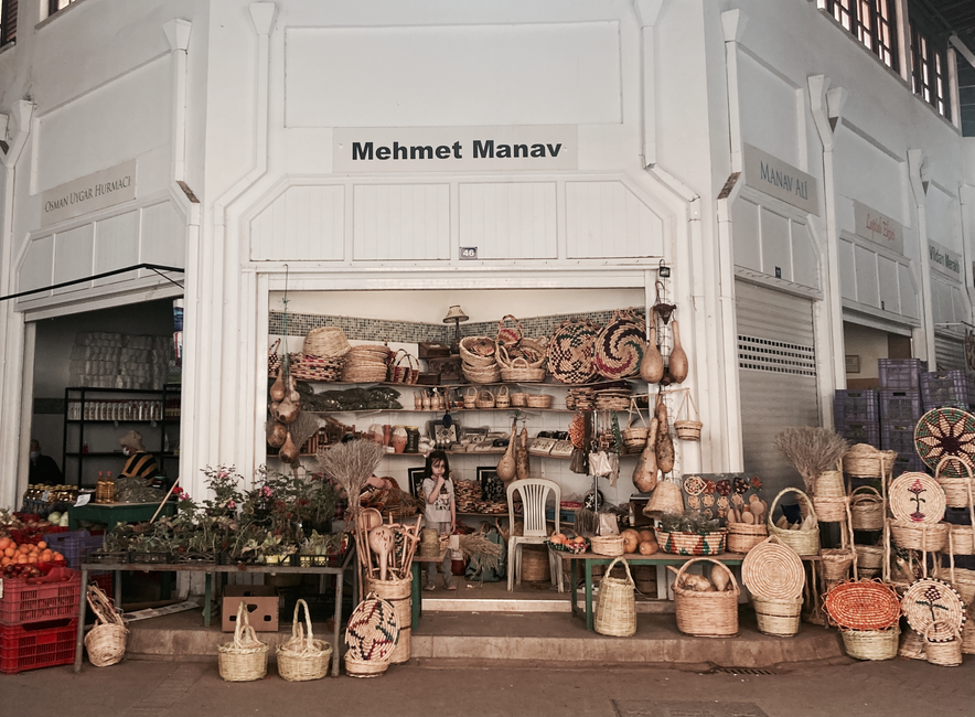 Vibrant traditional green market in Montenegro with local produce and crafts