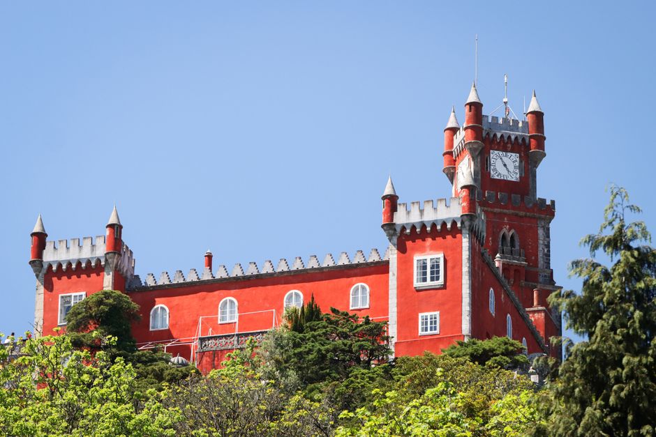 Colorful Pena Palace in Sintra, Portugal, a popular day trip destination