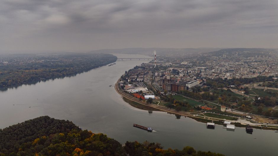 Panoramic view of Belgrade Fortress (Kalemegdan) at sunset in Serbia