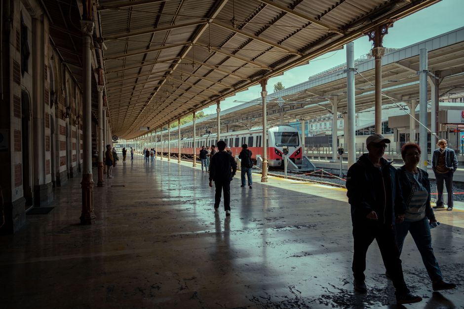 High-speed Soko train at Belgrade Centar station, Serbia, ready for a day trip