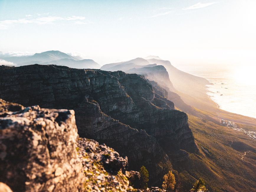 Panoramic view of Table Mountain overlooking Cape Town, South Africa