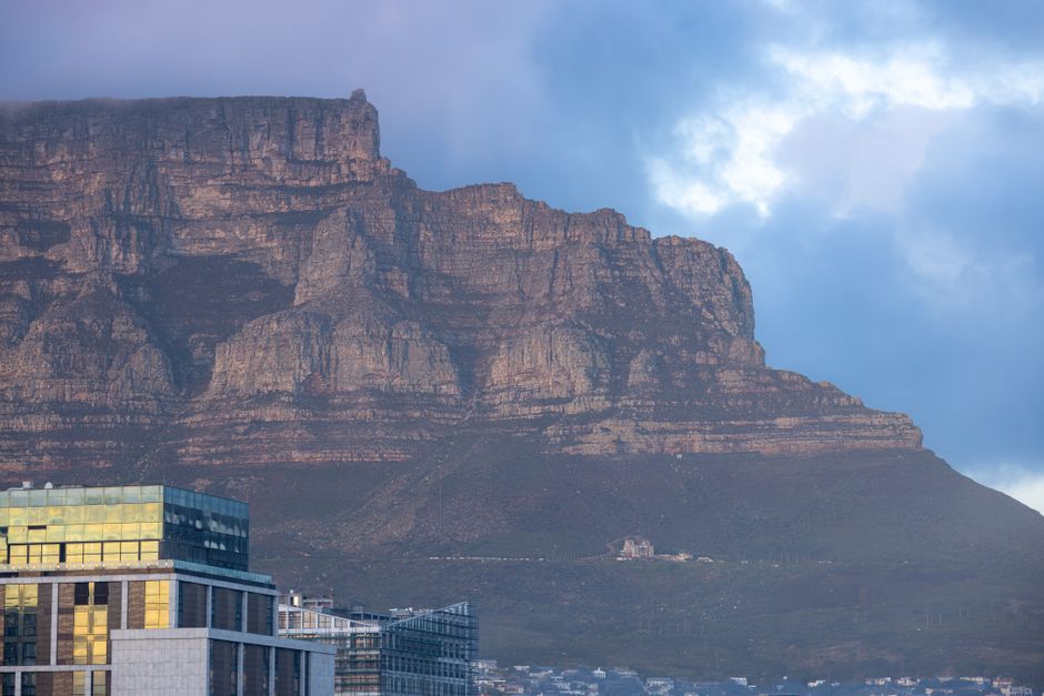 Panoramic view of Table Mountain and Cape Town, South Africa