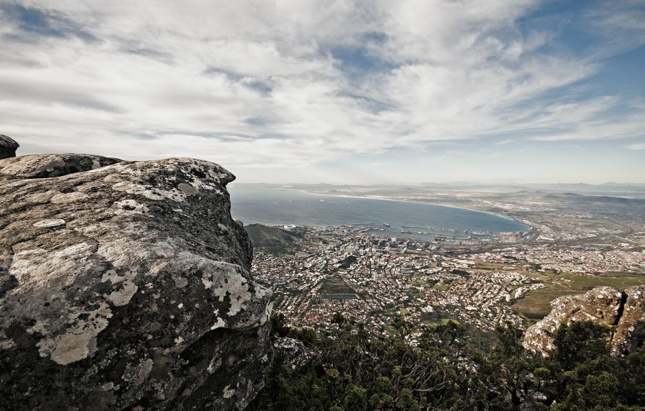 Panoramic view of Cape Town from Table Mountain, South Africa