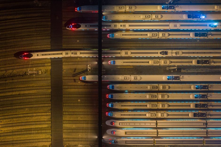 Modern AVE high-speed train arriving at a station in Spain, symbolizing efficient travel.