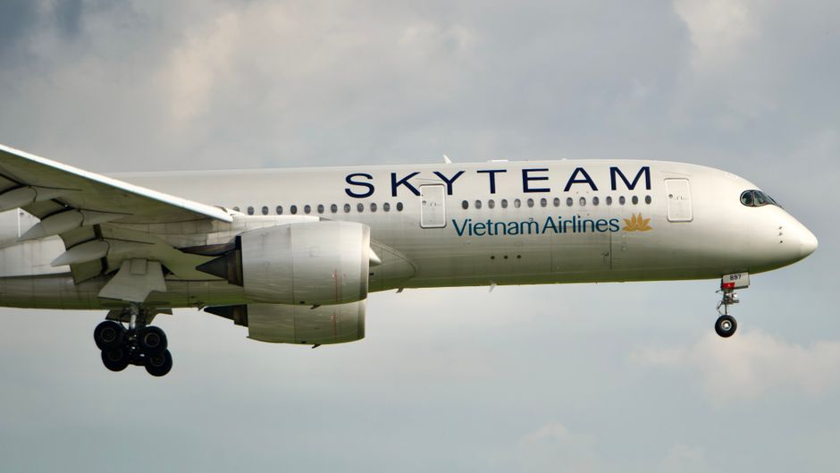 Vietnam Airlines plane at Noi Bai International Airport in Hanoi, Vietnam