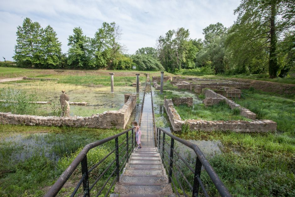 Ancient ruins of Butrint National Park in Albania with lush greenery
