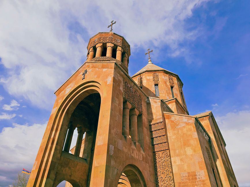 Exterior view of Matenadaran Mesrop Mashtots Institute of Ancient Manuscripts in Yerevan, Armenia