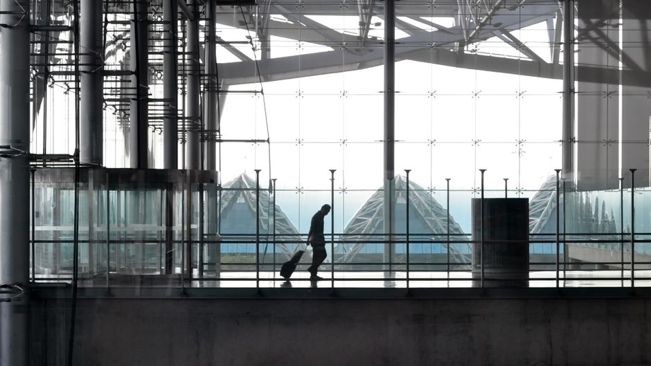 Modern terminal building at Yerevan Zvartnots International Airport, Armenia