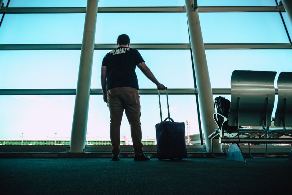 Traveler purchasing a SIM card at Zvartnots International Airport in Armenia