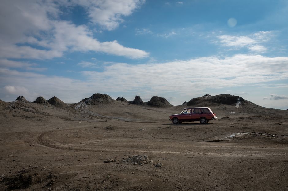 Ancient petroglyphs at Gobustan Rock Art Cultural Landscape in Azerbaijan