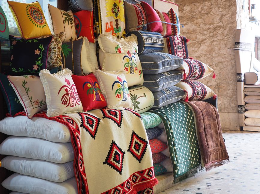 Traditional architecture and bustling atmosphere in Manama Souq, Bahrain