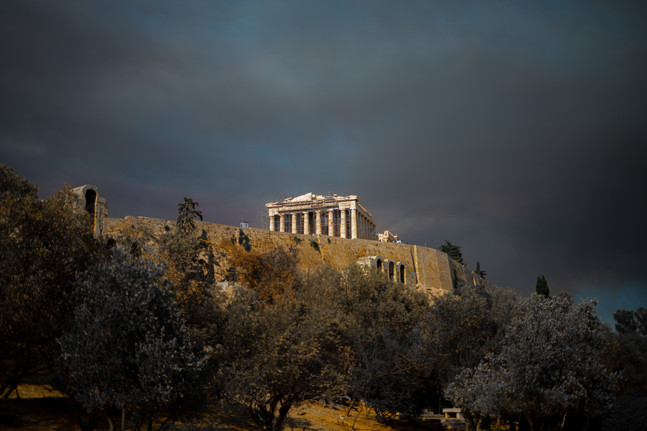 Sunrise over the Parthenon at the Acropolis of Athens, Greece