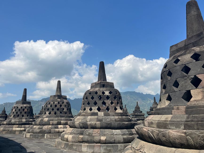Sunrise over Borobudur Temple in Indonesia, a UNESCO World Heritage site