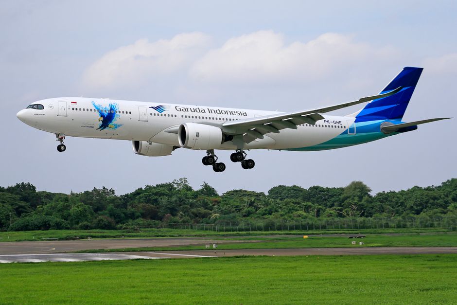 Garuda Indonesia aircraft at Soekarno-Hatta International Airport in Jakarta