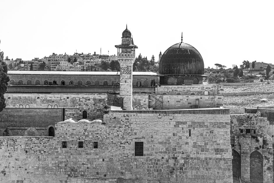 Panoramic view of Jerusalem Old City at sunset, Israel