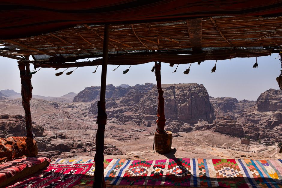 Traditional Bedouin camp under a starry sky in Wadi Rum, Jordan