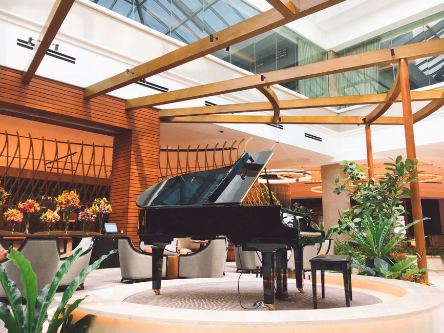 Luxurious hotel lobby in Kuwait City with modern design