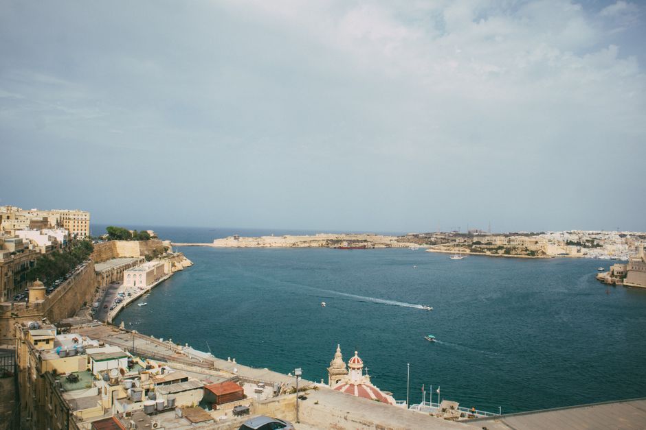 Panoramic view of Valletta, Malta, with historic buildings and the Grand Harbour