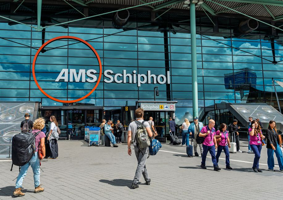 Modern terminal building of Amsterdam Schiphol Airport in the Netherlands