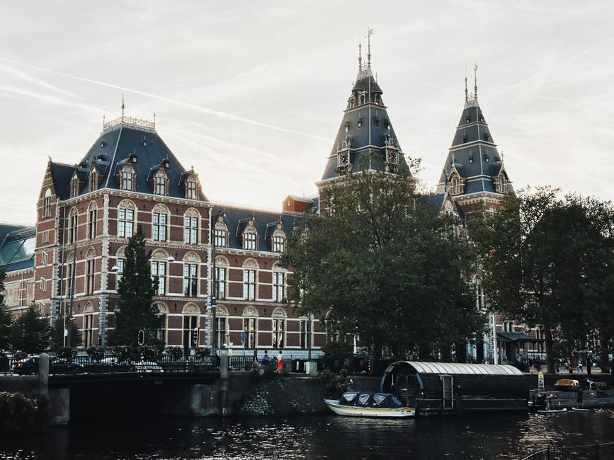 Iconic Rijksmuseum building in Amsterdam, Netherlands