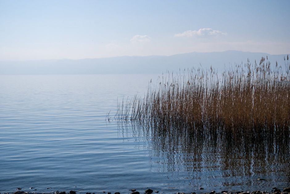 Panoramic view of Lake Ohrid and Samuel's Fortress in North Macedonia