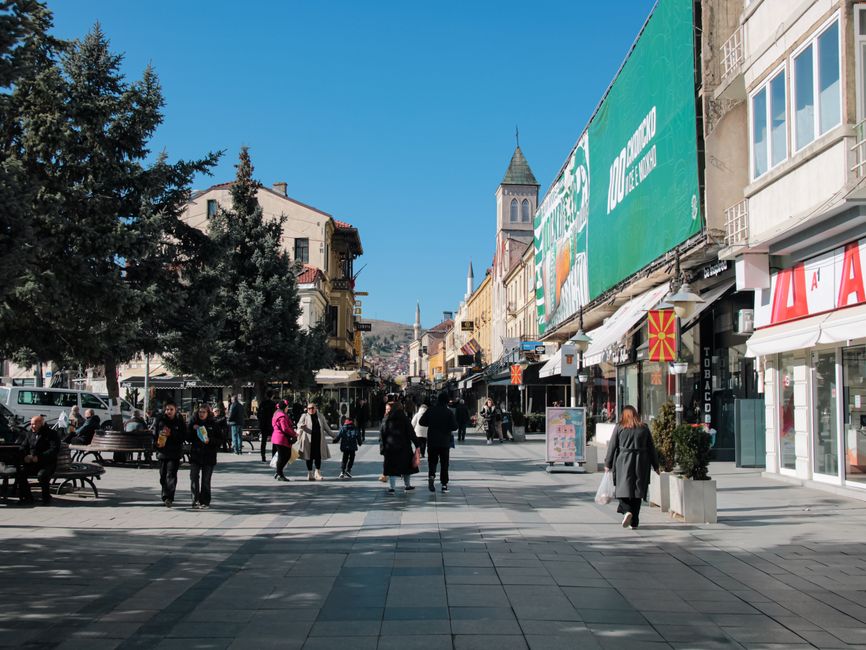 Vibrant market scene in Skopje, North Macedonia, showing local produce and goods